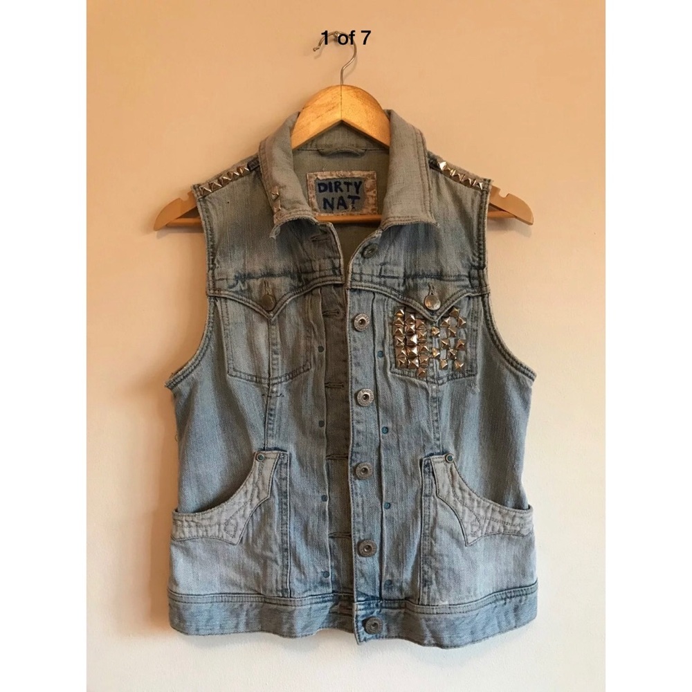 Vintage Studded Western Jean Vest Womens Small